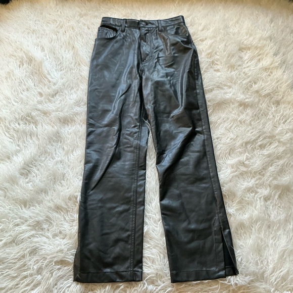 Abercrombie Vegan Leather The 90s Straight‎ Ultra High Rise Pants - Picture 1 of 4